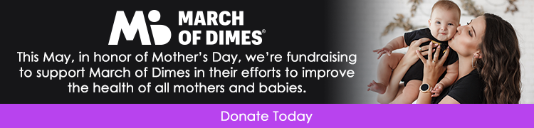 Decorative banner with link to March of Dimes donation page